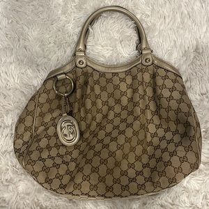 Gucci gold Suki cloth tote bag